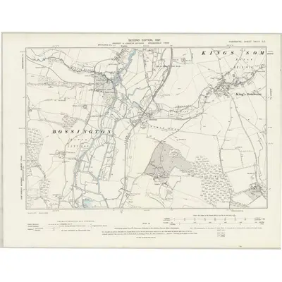 1894 Map of Hampshire & Isle of Wight XXXIX.SE, 1897 Print