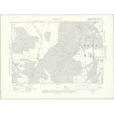 1908 Map of Hampshire & Isle of Wight XXXVIII.SE, 1911 Print
