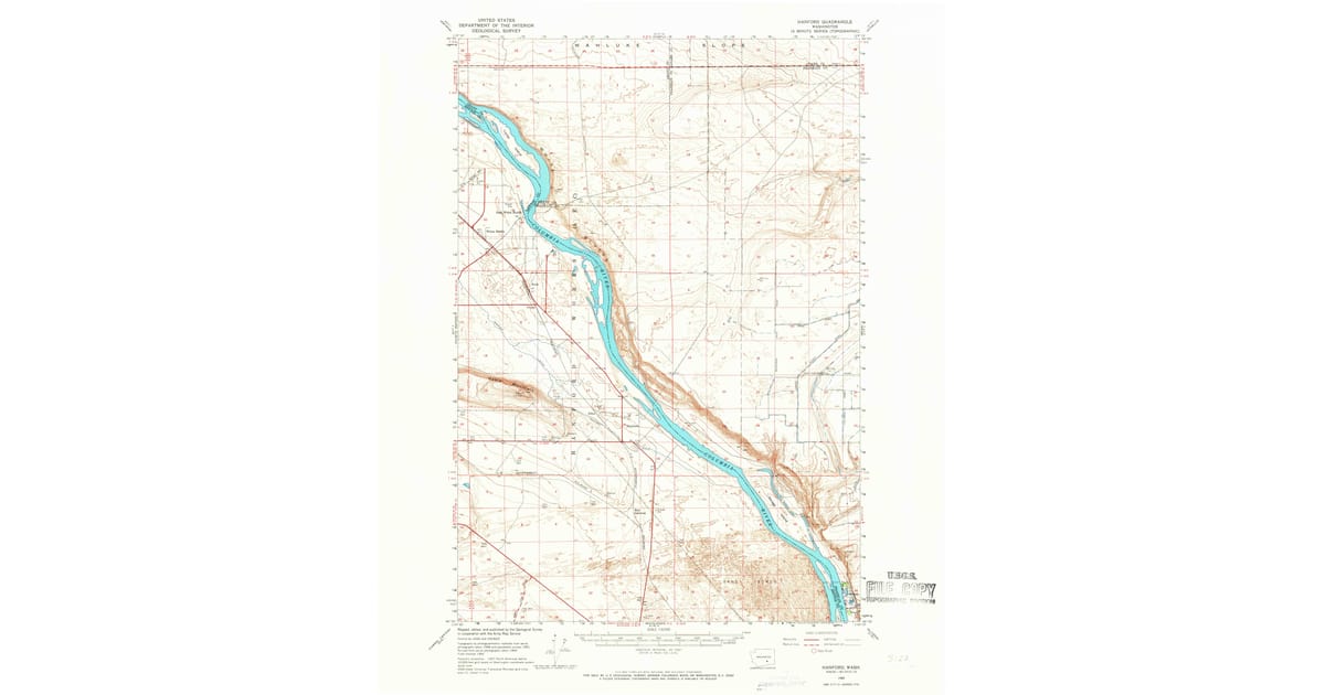 1965 Map of Hanford, Franklin County, WA — High-Res | Pastmaps