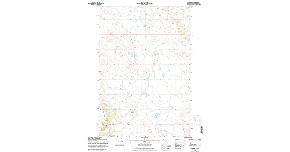 1993 Map of Harding, Harding County, SD — High-Res | Pastmaps