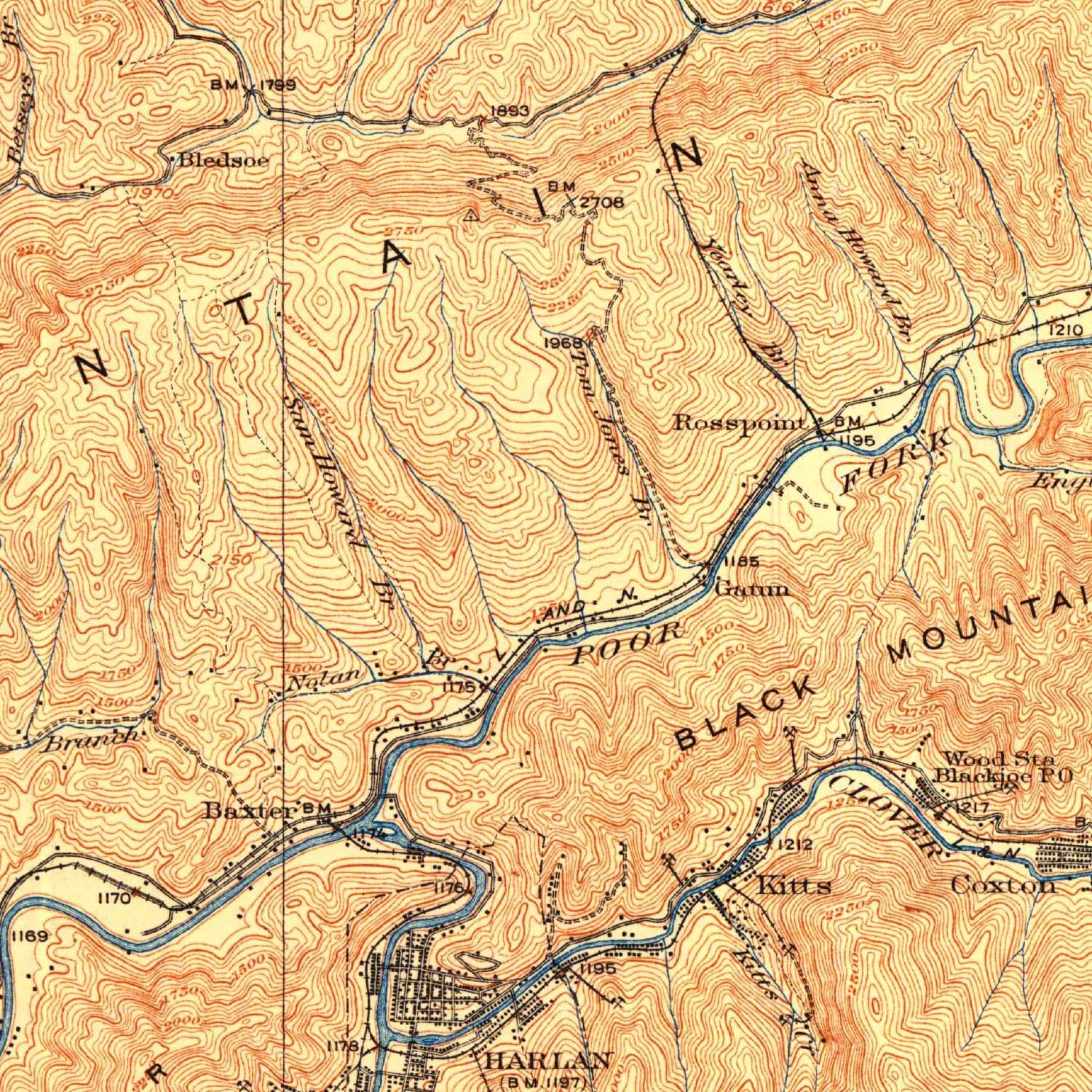 Harlan County / Harlan County UK盤 Harlan County, KY Zip Code Maps - Red Line
