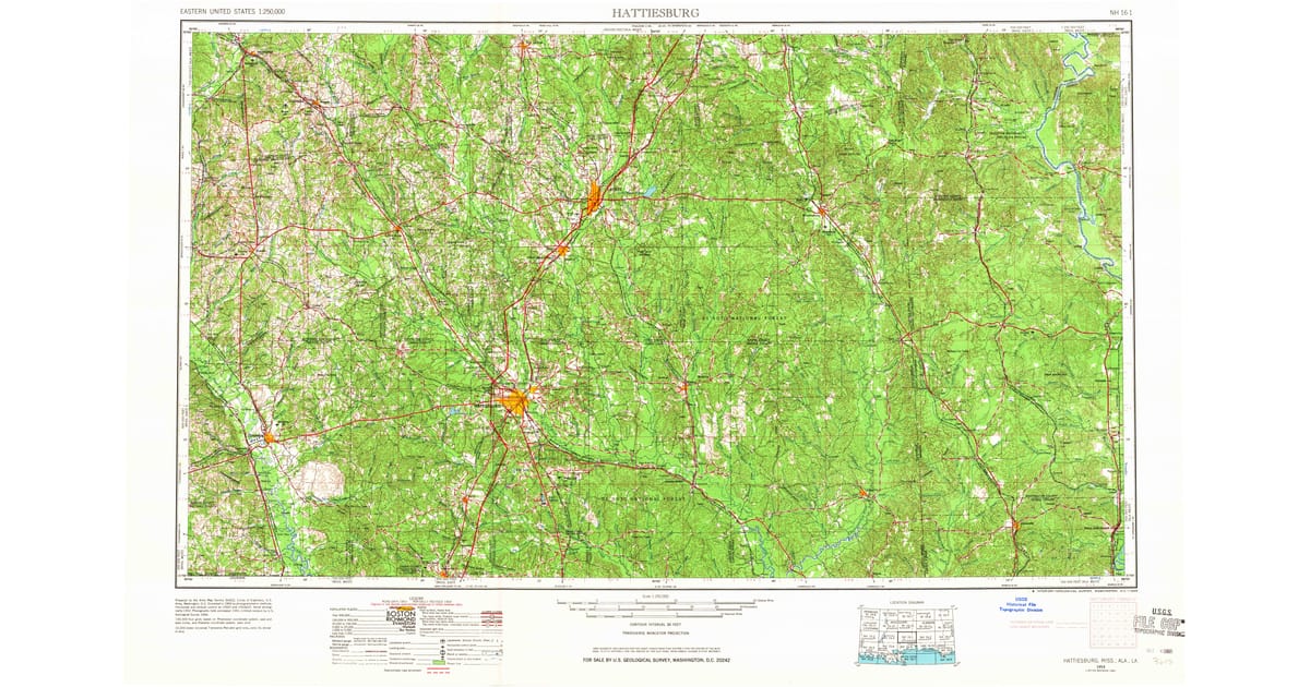 Old Maps of Raleigh MS for Metal - Hattiesburg Forrest County Ms Usgs Topo 1953 P1965 Og 1200x630 