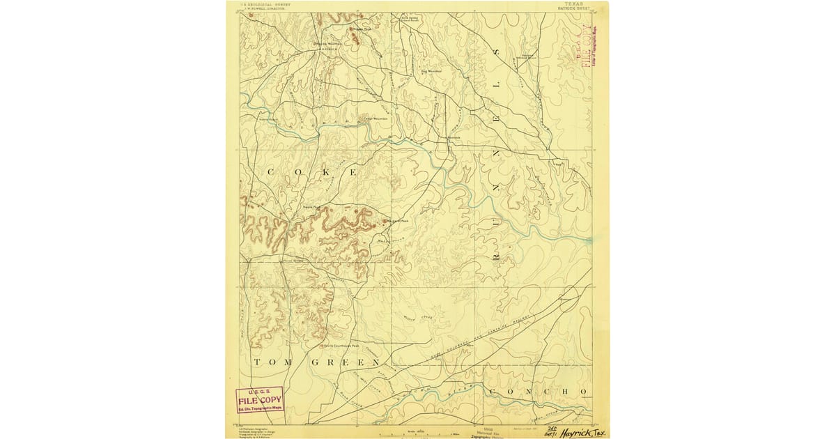 Old Historical Maps of Valley View - Hayrick Runnels County Tx Usgs Topo 1891 Og 1200x630