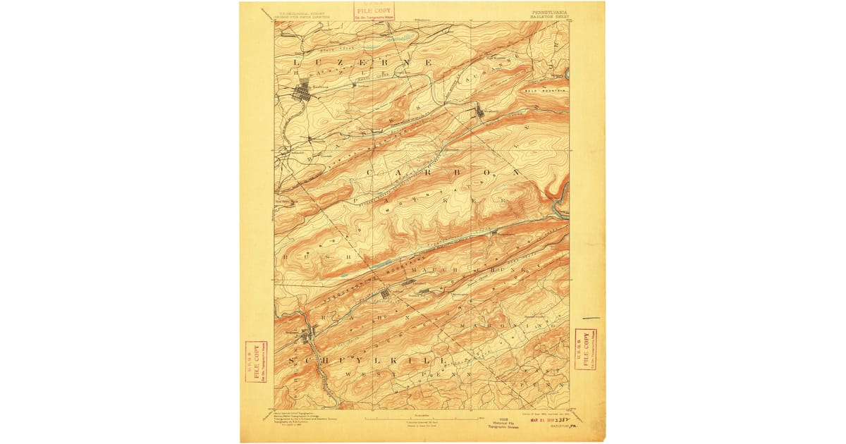 1893 Map of Hazleton, PA — High-Res, 1910 Print | Pastmaps