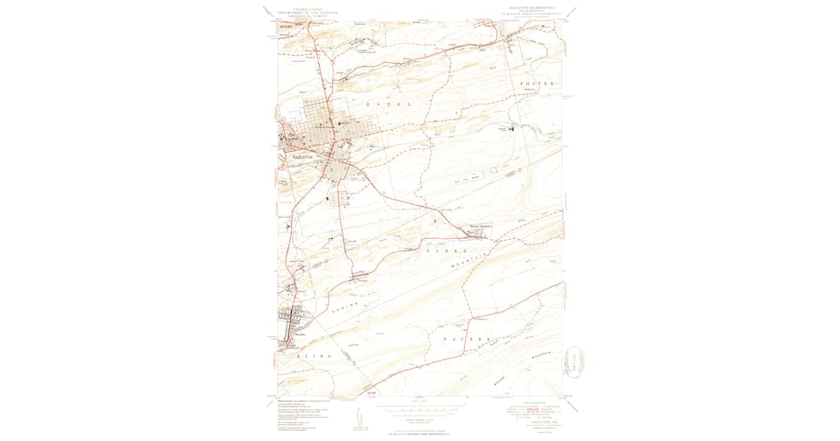 1950 Map of Hazleton, PA — High-Res, 1950 Print #2 | Pastmaps
