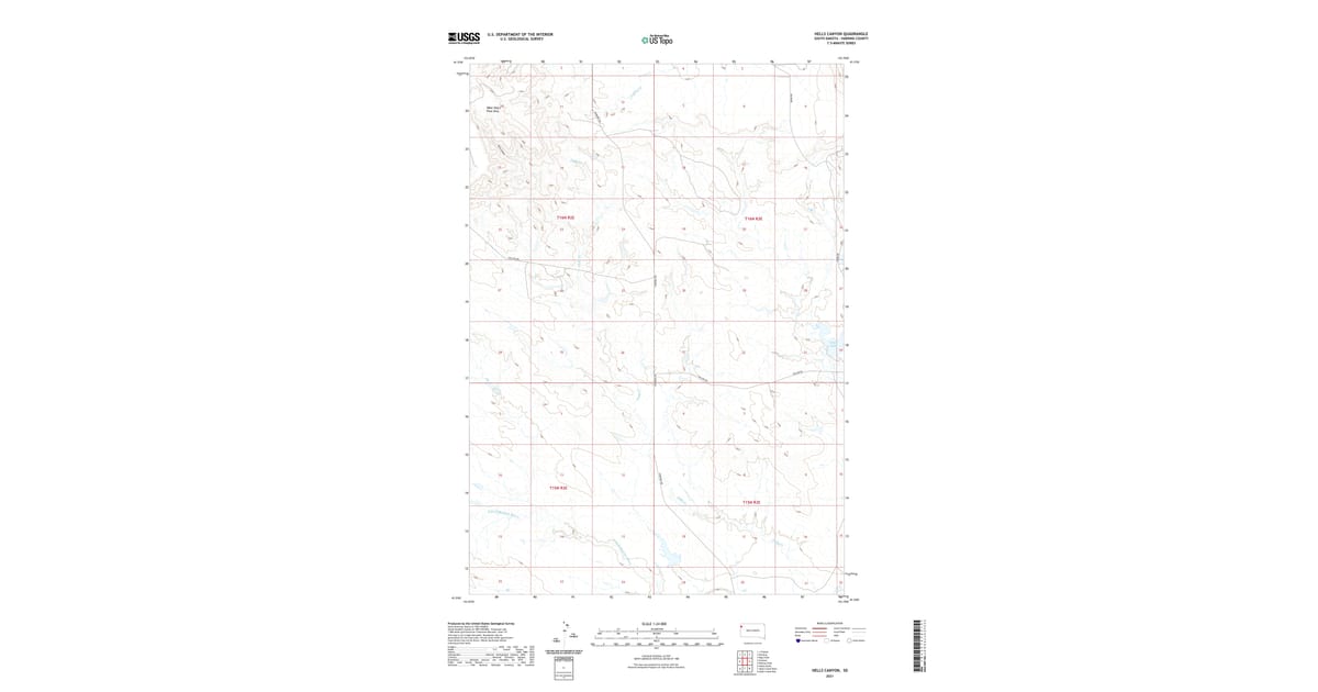 2021 Map of Hells Canyon, Harding County, SD — High-Res | Pastmaps