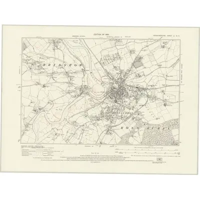 1927 Map of Herefordshire LI.NE, 1930 Print