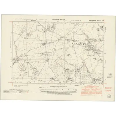 1943 Map of Herefordshire LI.NW, 1952 Print