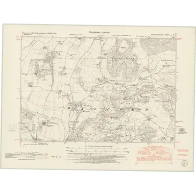 1943 Map of Herefordshire LI.SE, 1953 Print
