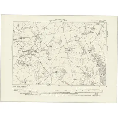 1927 Map of Herefordshire LI.SW, 1930 Print