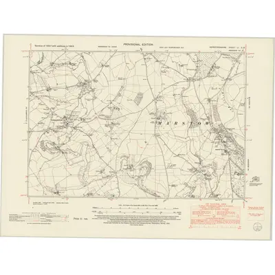 1943 Map of Herefordshire LI.SW, 1952 Print
