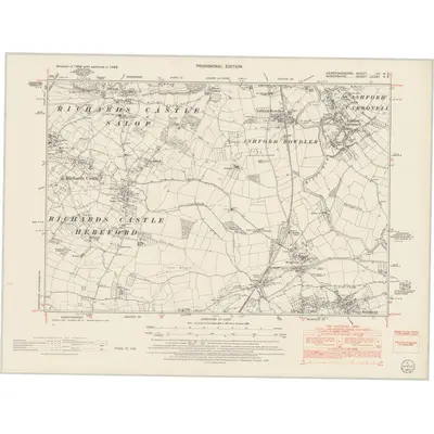 1949 Map of Herefordshire VII.NE, 1953 Print