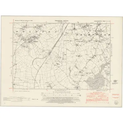 1949 Map of Herefordshire VII.SE, 1953 Print
