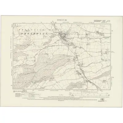 1927 Map of Herefordshire X.NE, 1930 Print