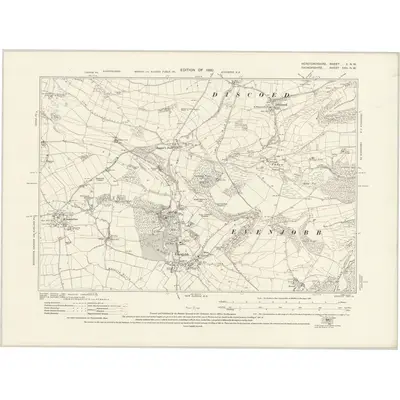 1927 Map of Herefordshire X.NW, 1930 Print