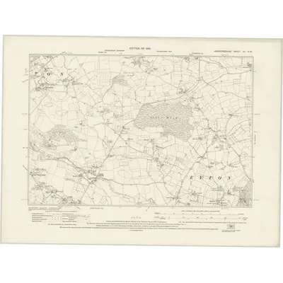 1927 Map of Herefordshire XII.NW, 1930 Print