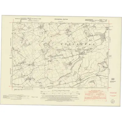 1949 Map of Herefordshire XIII.SW, 1953 Print