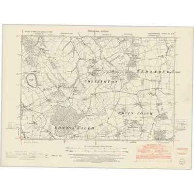 1949 Map of Herefordshire XIV.SW, 1954 Print