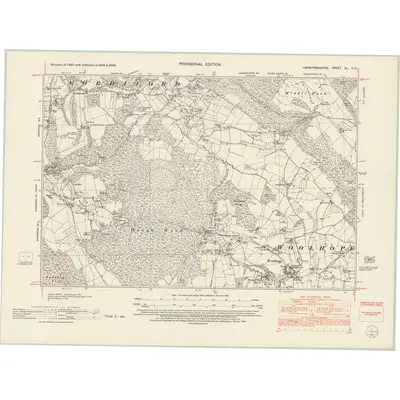 1945 Map of Herefordshire XL.NE, 1952 Print