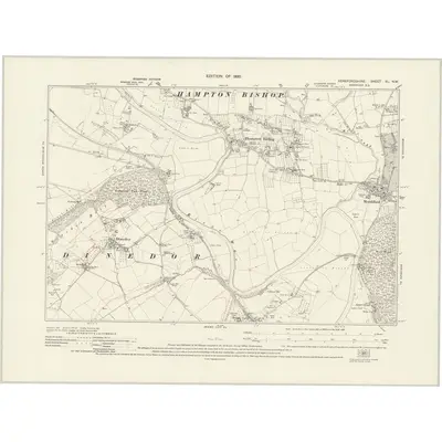 1927 Map of Herefordshire XL.NW, 1930 Print