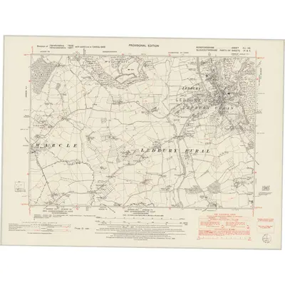1948 Map of Herefordshire XLI.NE, 1953 Print