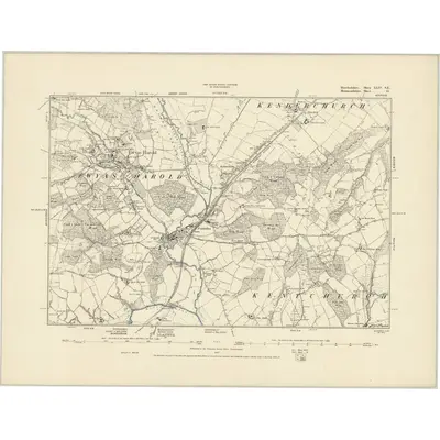 1886 Map of Herefordshire XLIV.SE, 1887 Print