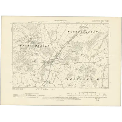 1903 Map of Herefordshire XLIV.SE, 1905 Print
