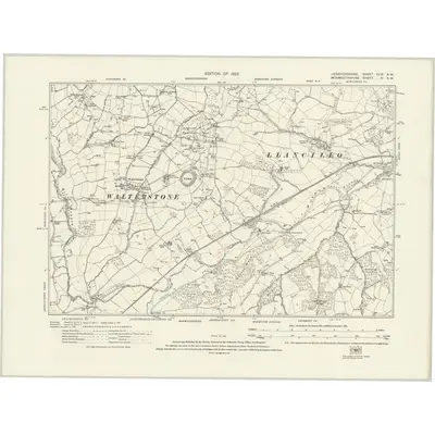 1916 Map of Herefordshire XLIX.NW, 1922 Print