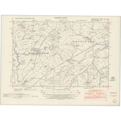 1945 Map of Herefordshire XLIX.NW, 1953 Print