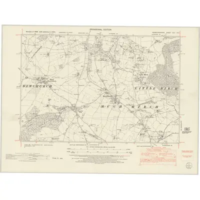 1944 Map of Herefordshire XLV.NE, 1953 Print