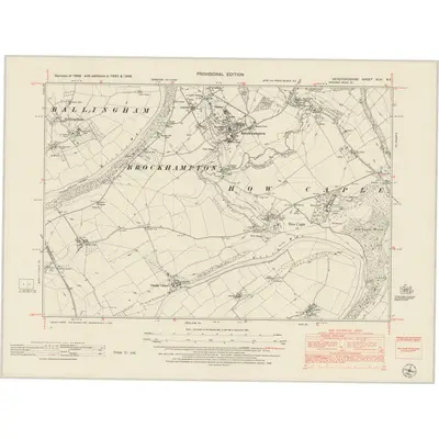 1943 Map of Herefordshire XLVI.NE, 1953 Print