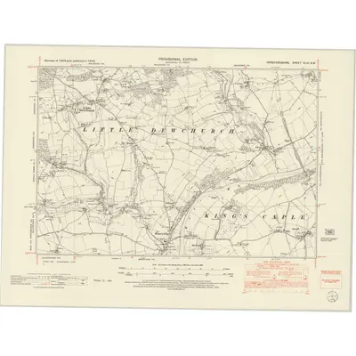 1943 Map of Herefordshire XLVI.NW, 1952 Print