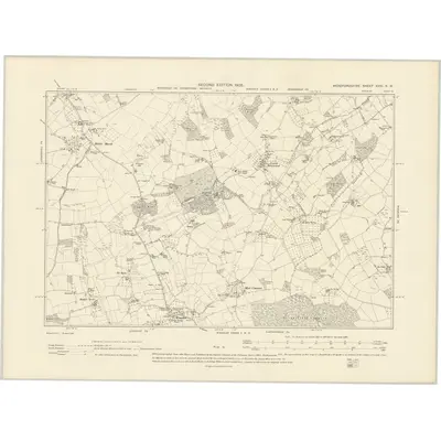 1902 Map of Herefordshire XVIII.SW, 1905 Print