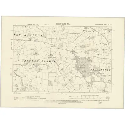 1902 Map of Herefordshire XX.NE, 1905 Print