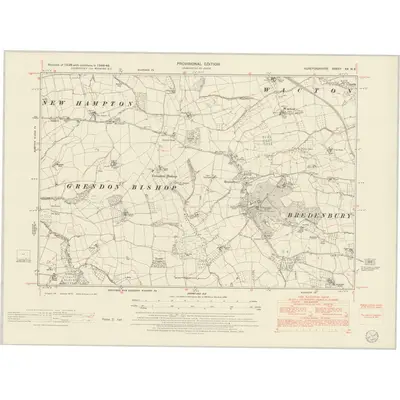 1948 Map of Herefordshire XX.NE, 1954 Print