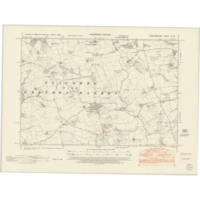 1945 Map of Herefordshire XX.SE, 1952 Print
