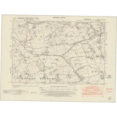 1948 Map of Herefordshire XXI.SE, 1953 Print