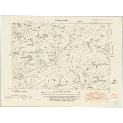 1945 Map of Herefordshire XXIV.NW, 1953 Print