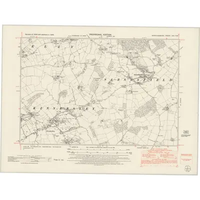 1945 Map of Herefordshire XXV.NW, 1953 Print