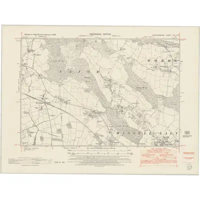 1945 Map of Herefordshire XXV.SE, 1953 Print