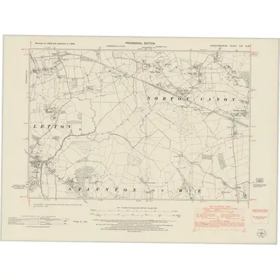 1945 Map of Herefordshire XXV.SW, 1953 Print
