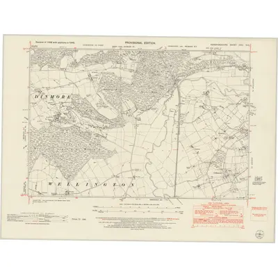 1945 Map of Herefordshire XXVI.NE, 1953 Print
