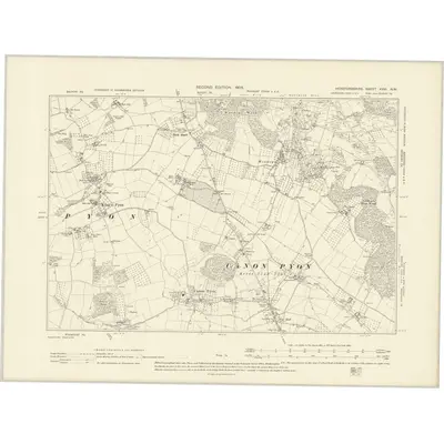 1902 Map of Herefordshire XXVI.NW, 1905 Print