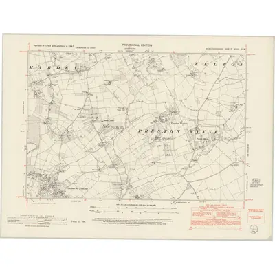 1945 Map of Herefordshire XXVII.SW, 1952 Print