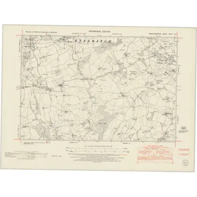 1948 Map of Herefordshire XXVIII.SE, 1953 Print