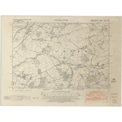 1945 Map of Herefordshire XXXI.NW, 1952 Print