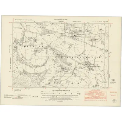 1945 Map of Herefordshire XXXII.NW, 1952 Print