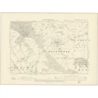 1903 Map of Herefordshire XXXII.SW, 1905 Print