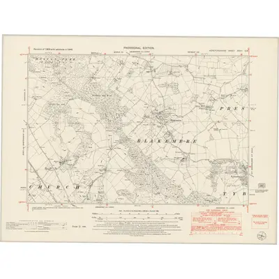 1945 Map of Herefordshire XXXII.SW, 1953 Print