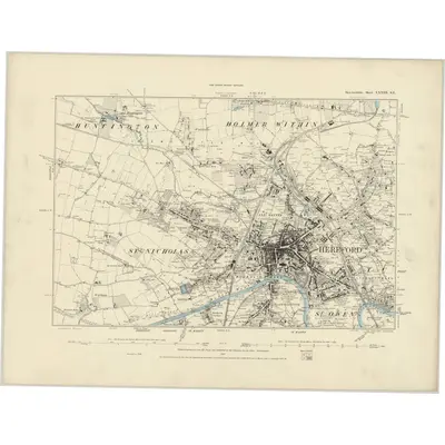 1885 Map of Herefordshire XXXIII.SE, 1887 Print